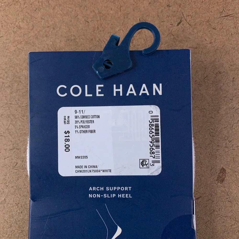 Cole Haan Womens Shoe Size 4-10 White No Show Liner Socks 2 Pair NWT